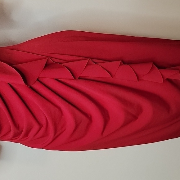 connected apparel, Red, Asymmetrical Neckline, Ruffled Dress, Size 8P, NWOT - Picture 3 of 10